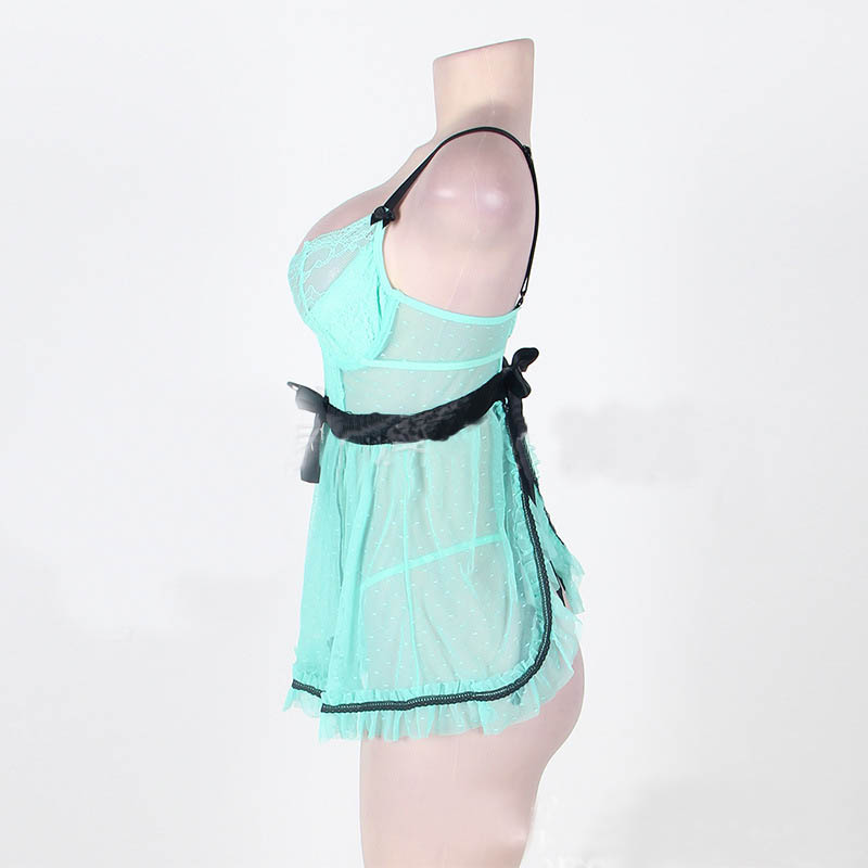 F5247 Dotted Mesh Apron Babydoll